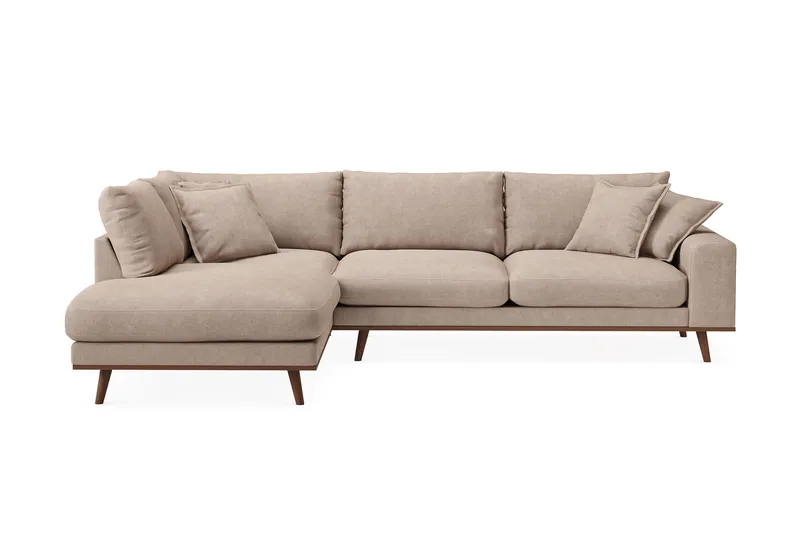 Copenhagen Premium 4-sits Vänstervänd L-formad Djup Schäslongsoffa i Tyg - Ljusbrun - Products - Möbler - Soffa - Divansoffa & schäslongsoffa - 4 sits soffa med divan