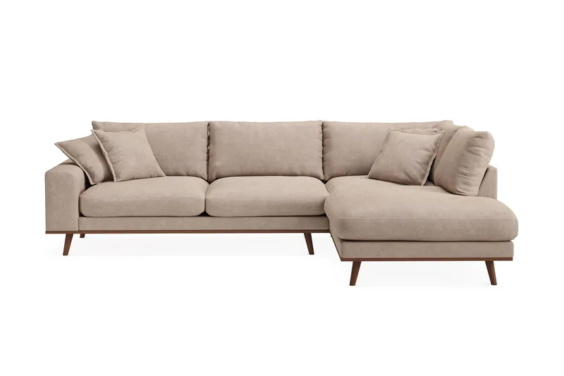 Copenhagen Premium 4-sits Högervänd L-formad Djup Schäslongsoffa i Tyg - Ljusbrun - Products - Möbler - Soffa - Divansoffa & schäslongsoffa - 4 sits soffa med divan