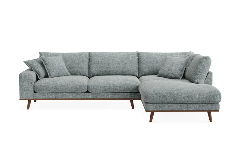 Copenhagen Premium 4-sits Högervänd L-formad Djup Schäslongsoffa i Chenille - Grå/Blå - Products - Möbler - Soffa - Divansoffa & schäslongsoffa - 4 sits soffa med divan