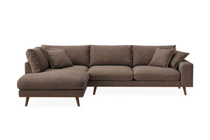 Copenhagen Premium 4-sits Vänstervänd L-formad Djup Schäslongsoffa i Tyg - Mörkbrun - Products - Möbler - Soffa - Divansoffa & schäslongsoffa - 4 sits soffa med divan
