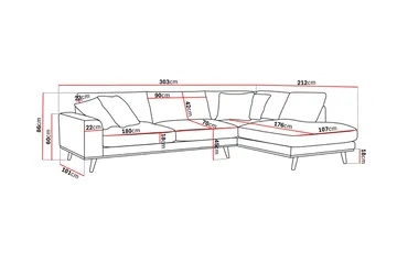 Copenhagen Premium 4-sits Högervänd L-formad Djup Schäslongsoffa i Tyg - Brun - Products - Möbler - Soffa - Divansoffa & schäslongsoffa - 4 sits soffa med divan