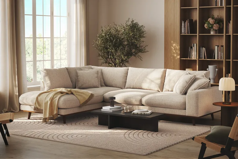 Copenhagen Premium 4-sits Vänstervänd L-formad Djup Schäslongsoffa i Chenille - Beige - Products - Möbler - Soffa - Divansoffa & schäslongsoffa - 4 sits soffa med divan