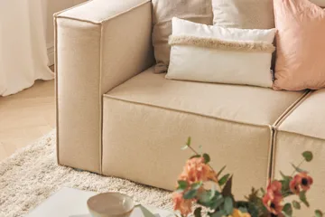 Cubo 4-sits Djup Modulsoffa med Divan i Tyg - Beige - Products - Möbler - Soffa - Divansoffa & schäslongsoffa - 3 sits soffa med divan