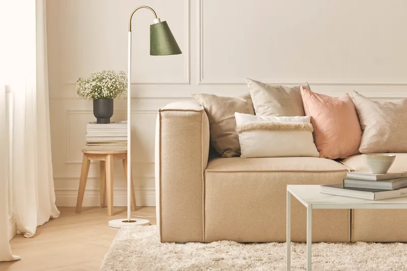 Cubo 4-sits Djup Modulsoffa med Divan i Tyg - Beige - Products - Möbler - Soffa - Divansoffa & schäslongsoffa - 3 sits soffa med divan