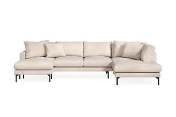 Menard 4-sits Högervänd Stor U-formad Djup Soffa med Divan och Schäslong i Manchester - Beige - Products - Möbler - Soffa - Divansoffa & schäslongsoffa - 4 sits soffa med divan