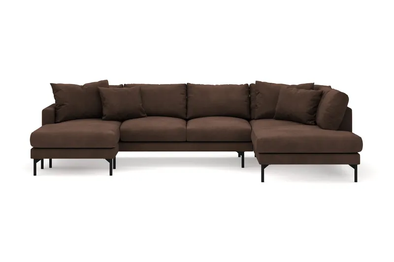 Menard 4-sits Högervänd Stor U-formad Djup Soffa med Divan och Schäslong i Manchester - Brun - Products - Möbler - Soffa - Divansoffa & schäslongsoffa - 4 sits soffa med divan