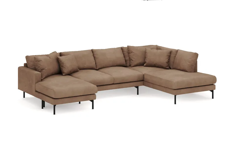Menard 4-sits Högervänd Stor U-formad Djup Soffa med Divan och Schäslong i Manchester - Brun - Products - Möbler - Soffa - Divansoffa & schäslongsoffa - 4 sits soffa med divan