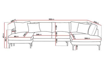 Menard 4-sits Högervänd Stor U-formad Djup Soffa med Divan och Schäslong i Manchester - Grå - Products - Möbler - Soffa - Divansoffa & schäslongsoffa - 4 sits soffa med divan