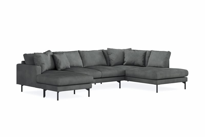 Menard 4-sits Högervänd Stor U-formad Djup Soffa med Divan och Schäslong i Manchester - Grå - Products - Möbler - Soffa - Divansoffa & schäslongsoffa - 4 sits soffa med divan