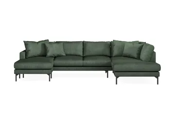 Menard 4-sits Högervänd Stor U-formad Djup Soffa med Divan och Schäslong i Manchester - Grön - Products - Möbler - Soffa - Divansoffa & schäslongsoffa - 4 sits soffa med divan