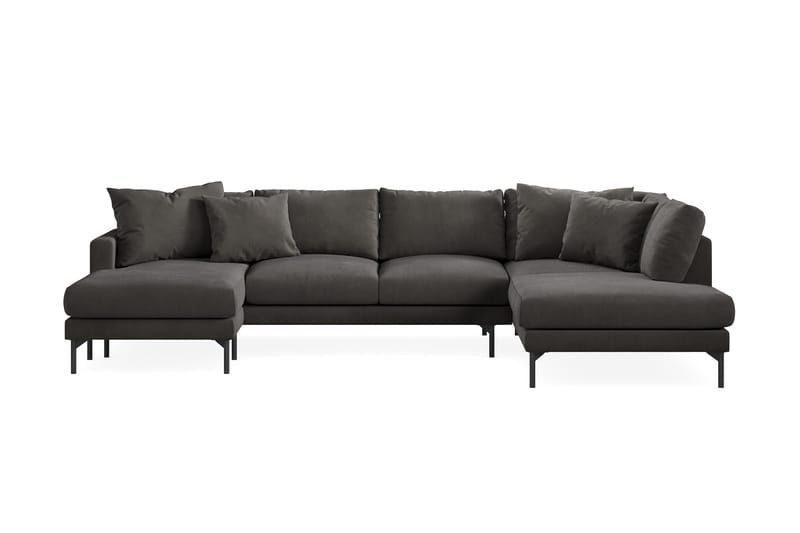 Menard 4-sits Högervänd Stor U-formad Djup Soffa med Divan och Schäslong i Manchester - Mörkgrå - Products - Möbler - Soffa - Divansoffa & schäslongsoffa - 4 sits soffa med divan
