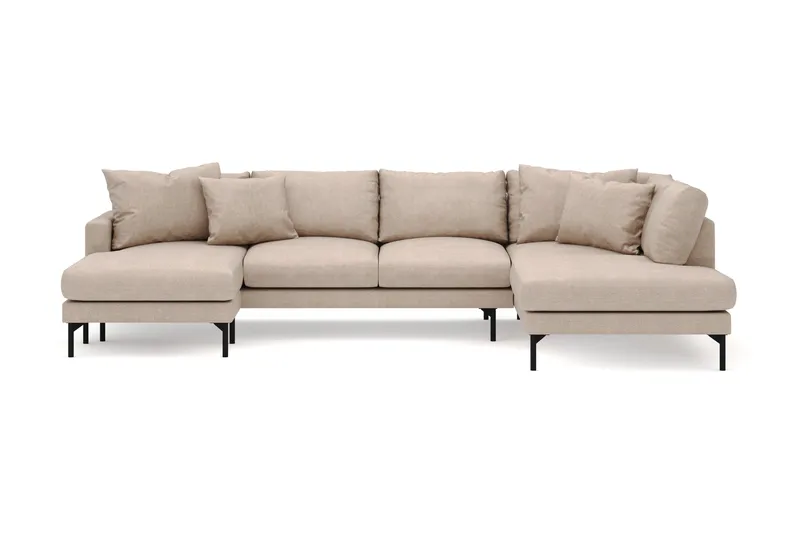 Menard 4-sits Högervänd Stor U-formad Djup Soffa med Divan och Schäslong i Tyg - Beige - Products - Möbler - Soffa - Divansoffa & schäslongsoffa - 4 sits soffa med divan