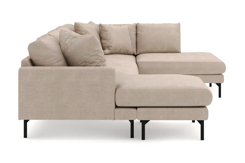 Menard 4-sits Högervänd Stor U-formad Djup Soffa med Divan och Schäslong i Tyg - Beige - Products - Möbler - Soffa - Divansoffa & schäslongsoffa - 4 sits soffa med divan