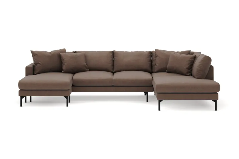 Menard 4-sits Högervänd Stor U-formad Djup Soffa med Divan och Schäslong i Tyg - Brun - Products - Möbler - Soffa - Divansoffa & schäslongsoffa - 4 sits soffa med divan