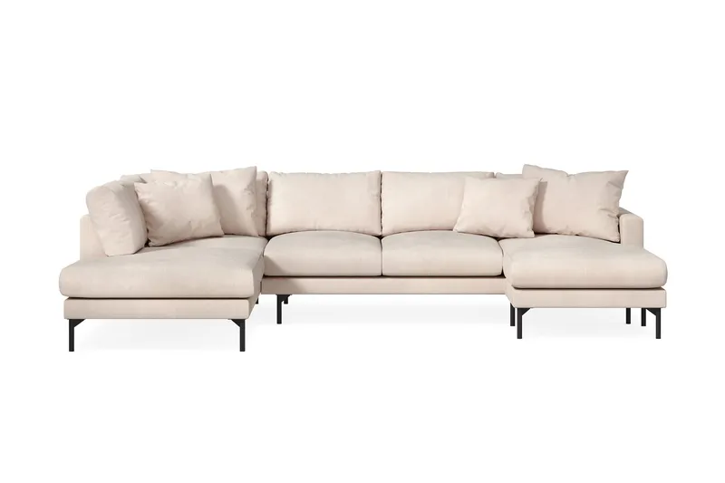 Menard 4-sits Vänstervänd Stor U-formad Djup Large Soffa med Divan och Schäslong i Manchester - Beige - Products - Möbler - Soffa - Divansoffa & schäslongsoffa - 4 sits soffa med divan