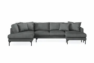 Menard 4-sits Vänstervänd Stor U-formad Djup Soffa med Divan och Schäslong i Manchester - Grå - Products - Möbler - Soffa - Divansoffa & schäslongsoffa - 4 sits soffa med divan
