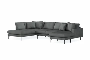 Menard 4-sits Vänstervänd Stor U-formad Djup Soffa med Divan och Schäslong i Manchester - Grå - Products - Möbler - Soffa - Divansoffa & schäslongsoffa - 4 sits soffa med divan