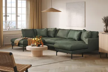 Menard 4-sits Vänstervänd Stor U-formad Djup Soffa med Divan och Schäslong i Manchester - Grön - Products - Möbler - Soffa - Divansoffa & schäslongsoffa - 4 sits soffa med divan