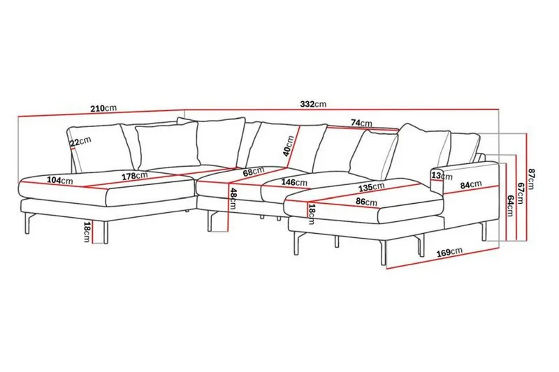 Menard 4-sits Vänstervänd Stor U-formad Djup Soffa med Divan och Schäslong i Manchester - Mörkgrön - Products - Möbler - Soffa - Divansoffa & schäslongsoffa - 4 sits soffa med divan