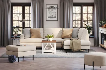 Menard Compact 4-sits Högervänd L-formad Schäslongsoffa i Manchester - Beige - Products - Möbler - Soffa - Divansoffa & schäslongsoffa - 4 sits soffa med divan