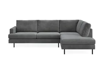 Menard Compact 4-sits Högervänd L-formad Schäslongsoffa i Manchester - Grå - Products - Möbler - Soffa - Divansoffa & schäslongsoffa - 4 sits soffa med divan