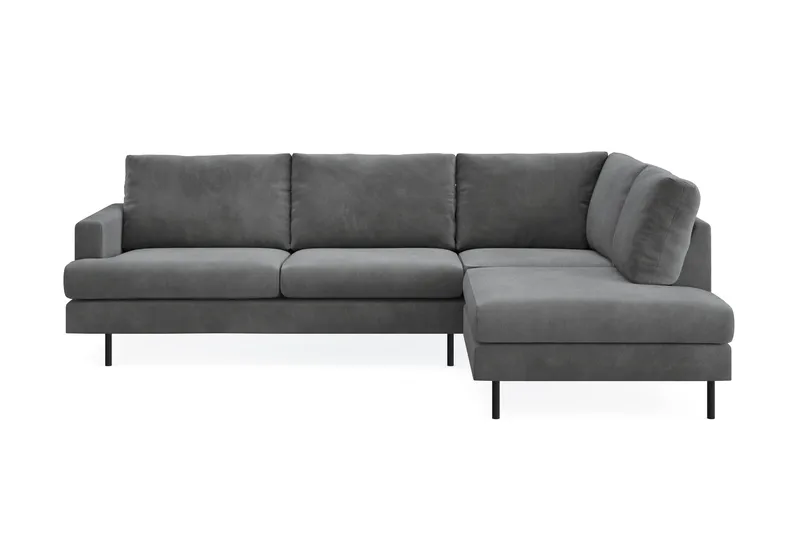 Menard Compact 4-sits Högervänd L-formad Schäslongsoffa i Manchester - Grå - Products - Möbler - Soffa - Divansoffa & schäslongsoffa - 4 sits soffa med divan