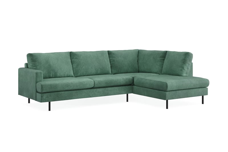 Menard Compact 4-sits Högervänd L-formad Schäslongsoffa i Sammet - Mörkgrön - Products - Möbler - Soffa - Divansoffa & schäslongsoffa - 4 sits soffa med divan