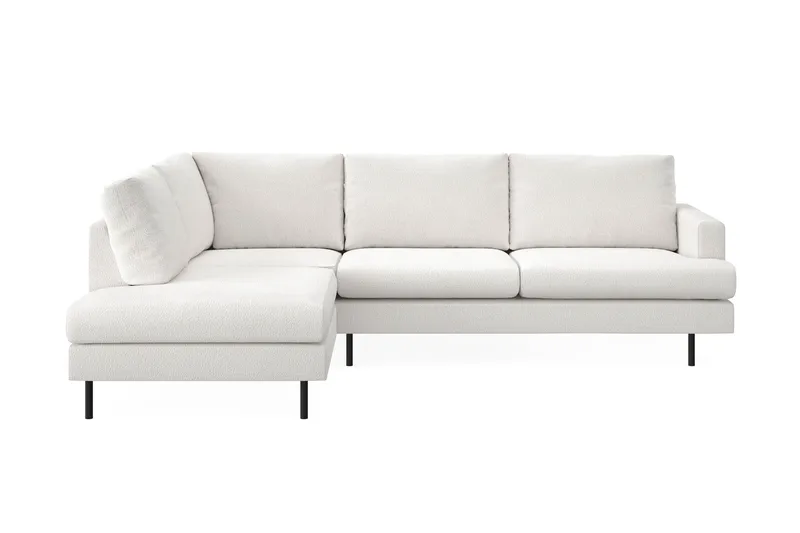 Menard Compact 4-sits Vänstervänd L-formad Schäslongsoffa i Bouclé, Vit