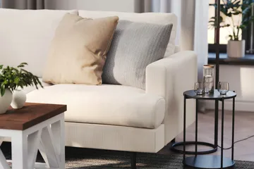 Menard Compact 4-sits Vänstervänd L-formad Schäslongsoffa i Manchester - Beige - Products - Möbler - Soffa - Divansoffa & schäslongsoffa - 4 sits soffa med divan