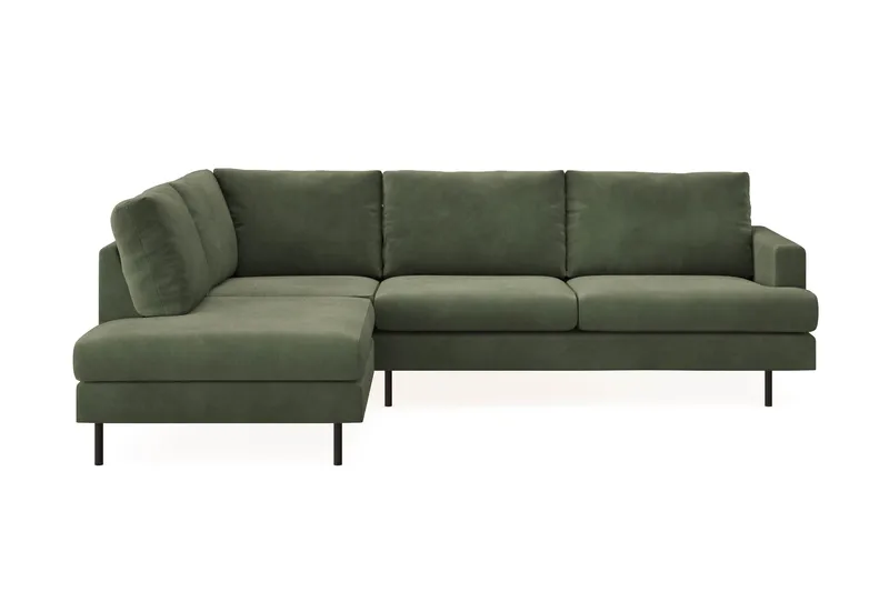 Menard Compact 4-sits Vänstervänd L-formad Schäslongsoffa i Manchester - Grön - Products - Möbler - Soffa - Divansoffa & schäslongsoffa - 4 sits soffa med divan