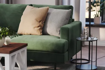 Menard Compact 4-sits Vänstervänd L-formad Schäslongsoffa i Manchester - Grön - Products - Möbler - Soffa - Divansoffa & schäslongsoffa - 4 sits soffa med divan