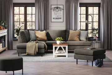 Menard Compact 4-sits Vänstervänd L-formad Schäslongsoffa i Manchester - Mörkgrå - Products - Möbler - Soffa - Divansoffa & schäslongsoffa - 4 sits soffa med divan