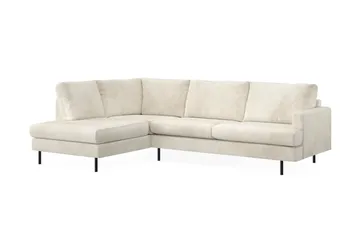 Menard Compact 4-sits Vänstervänd L-formad Schäslongsoffa i Sammet - Krämvit - Products - Möbler - Soffa - Divansoffa & schäslongsoffa - 4 sits soffa med divan