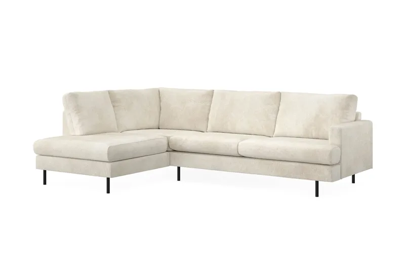 Menard Compact 4-sits Vänstervänd L-formad Schäslongsoffa i Sammet - Krämvit - Products - Möbler - Soffa - Divansoffa & schäslongsoffa - 4 sits soffa med divan