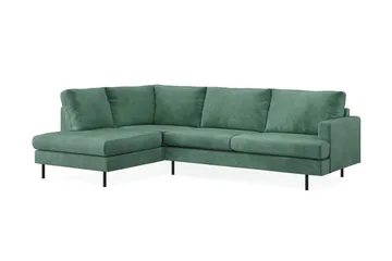 Menard Compact 4-sits Vänstervänd L-formad Schäslongsoffa i Sammet - Mörkgrön - Products - Möbler - Soffa - Divansoffa & schäslongsoffa - 4 sits soffa med divan