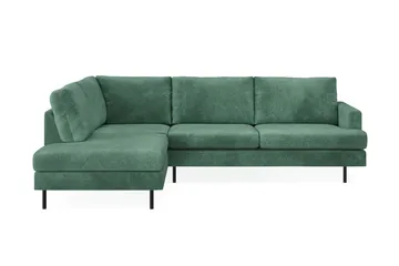 Menard Compact 4-sits Vänstervänd L-formad Schäslongsoffa i Sammet - Mörkgrön - Products - Möbler - Soffa - Divansoffa & schäslongsoffa - 4 sits soffa med divan