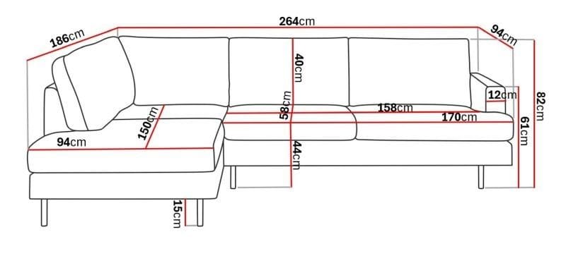 Menard Compact 4-sits Vänstervänd L-formad Schäslongsoffa i Tyg - Ljusgrå - Products - Möbler - Soffa - Divansoffa & schäslongsoffa - 4 sits soffa med divan