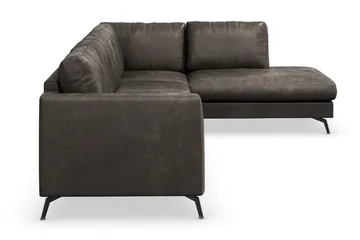 Ocean Lyx 4-sits Högervänd L-formad Schäslongsoffa i Konstläder - Mörkgrå - Products - Möbler - Soffa - Divansoffa & schäslongsoffa - 4 sits soffa med divan