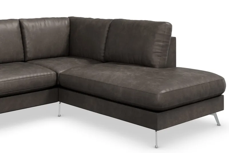 Ocean Lyx 4-sits Högervänd L-formad Schäslongsoffa i Konstläder - Mörkgrå - Products - Möbler - Soffa - Divansoffa & schäslongsoffa - 4 sits soffa med divan
