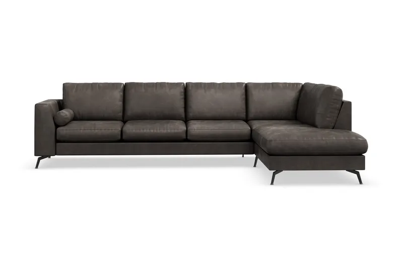 Ocean Lyx 4-sits Högervänd L-formad Schäslongsoffa i Konstläder - Mörkgrå - Products - Möbler - Soffa - Divansoffa & schäslongsoffa - 4 sits soffa med divan
