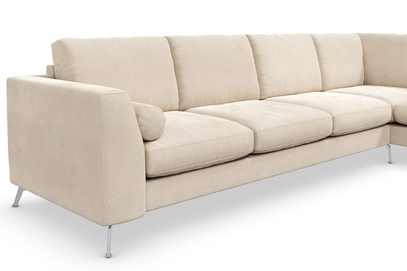 Ocean Lyx 4-sits Högervänd L-formad Schäslongsoffa i Sammet - Beige - Products - Möbler - Soffa - Divansoffa & schäslongsoffa - 4 sits soffa med divan