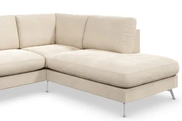 Ocean Lyx 4-sits Högervänd L-formad Schäslongsoffa i Sammet - Beige - Products - Möbler - Soffa - Divansoffa & schäslongsoffa - 4 sits soffa med divan