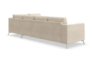 Ocean Lyx 4-sits Högervänd L-formad Schäslongsoffa i Sammet - Beige - Products - Möbler - Soffa - Divansoffa & schäslongsoffa - 4 sits soffa med divan