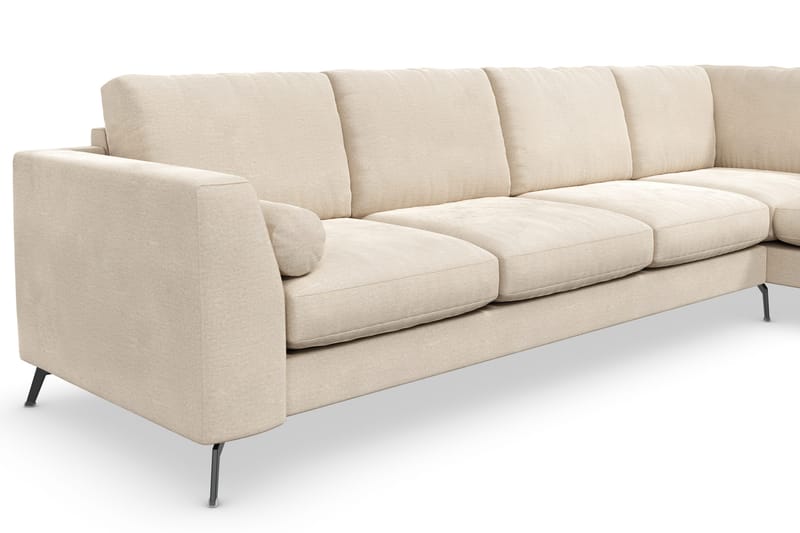 Ocean Lyx 4-sits Högervänd L-formad Schäslongsoffa i Sammet - Beige - Products - Möbler - Soffa - Divansoffa & schäslongsoffa - 4 sits soffa med divan