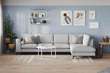 Ocean Lyx 4-sits Högervänd L-formad Schäslongsoffa i Tyg - Grå - Products - Möbler - Soffa - Divansoffa & schäslongsoffa - 4 sits soffa med divan