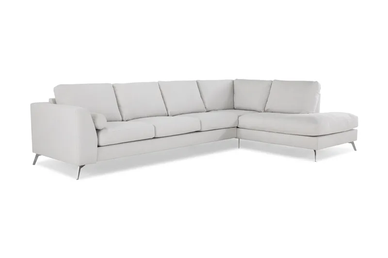 Ocean Lyx 4-sits Högervänd L-formad Schäslongsoffa i Tyg - Ljusgrå - Products - Möbler - Soffa - Divansoffa & schäslongsoffa - 4 sits soffa med divan