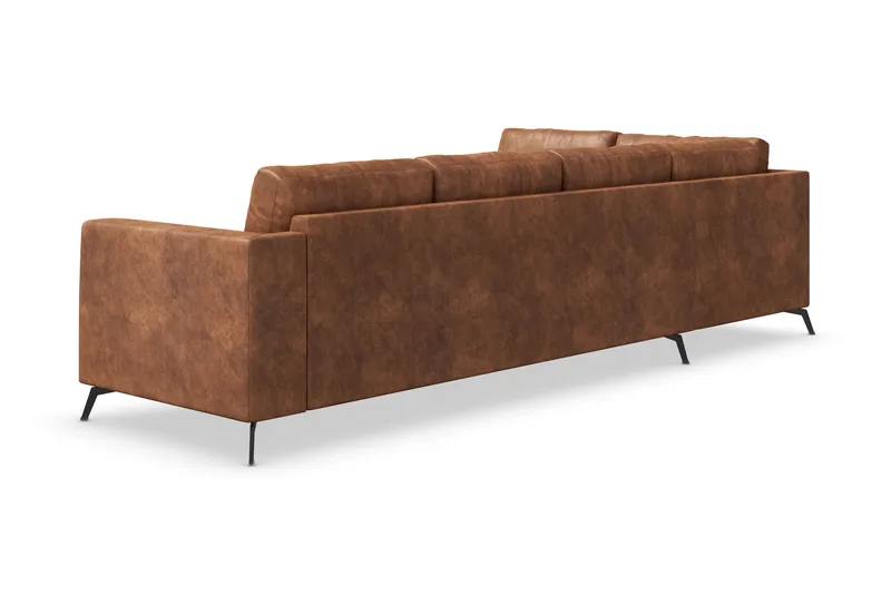 Ocean Lyx 4-sits Vänstervänd L-formad Schäslongsoffa i Konstläder - Brun - Products - Möbler - Soffa - Divansoffa & schäslongsoffa - 4 sits soffa med divan