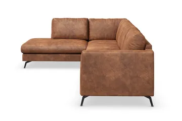 Ocean Lyx 4-sits Vänstervänd L-formad Schäslongsoffa i Konstläder - Brun - Products - Möbler - Soffa - Divansoffa & schäslongsoffa - 4 sits soffa med divan