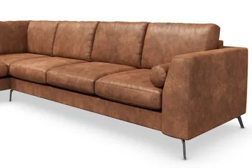 Ocean Lyx 4-sits Vänstervänd L-formad Schäslongsoffa i Konstläder - Brun - Products - Möbler - Soffa - Divansoffa & schäslongsoffa - 4 sits soffa med divan