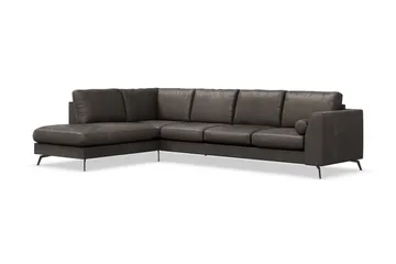 Ocean Lyx 4-sits Vänstervänd L-formad Schäslongsoffa i Konstläder - Mörkgrå - Products - Möbler - Soffa - Divansoffa & schäslongsoffa - 4 sits soffa med divan